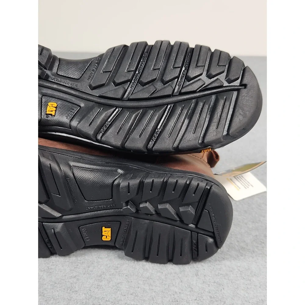 Caterpillar Work Boots Mens 9 Wide Brown Leather CAT Wheelbase Steel Toe P91026